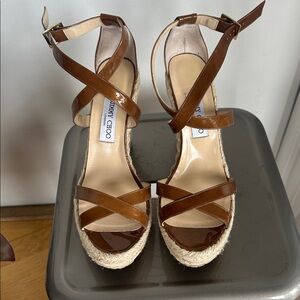 Jimmy Choo Brown Wedge Sandals